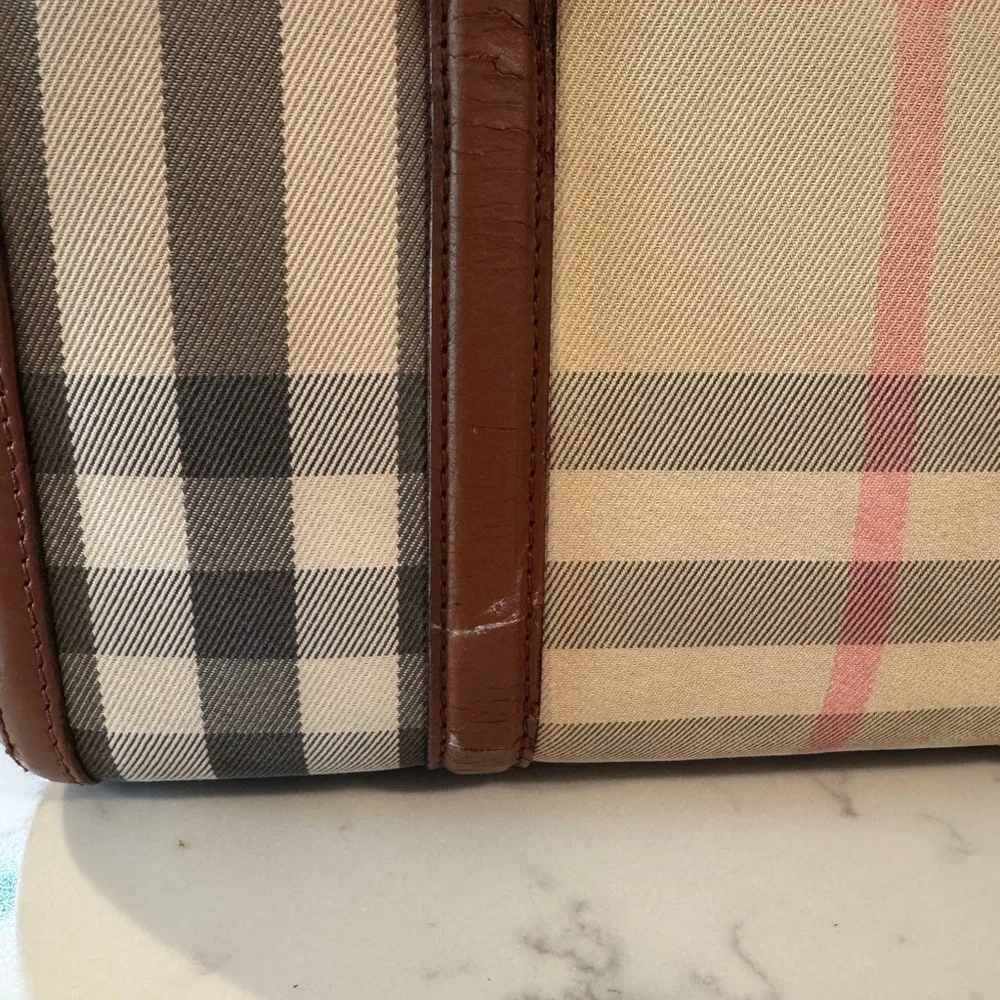 Burberry Classic Check Canvas Bag in Brown and Cream - Picture 5 of 9